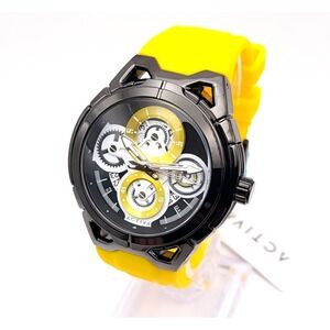 Activa by Invicta Drift X Men's Quartz Watch Black Case Yellow Rubber Strap 44mm